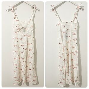 NWT NEW Turquoise Lane coral hearts strappy midi dress linen white size 6